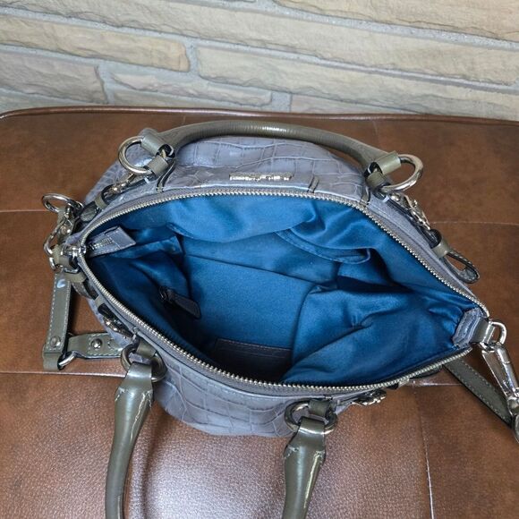 🐢 COACH Sophia.  Gray Croc Embossed Chain Link Versitile Bag - Picture 9 of 14